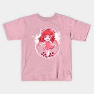 Boba Bear Strawberry Kids T-Shirt